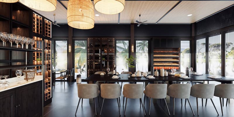 Nội thất nhà hàng Khem Beach Phú Quốc hiện đại, sang trọng