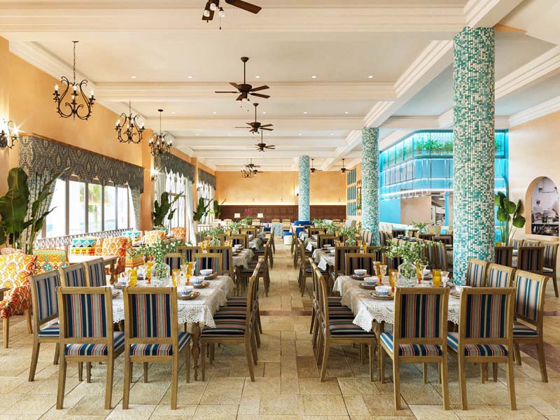 Không gian gam màu sáng sang trọng của nhà hàng Alacarte